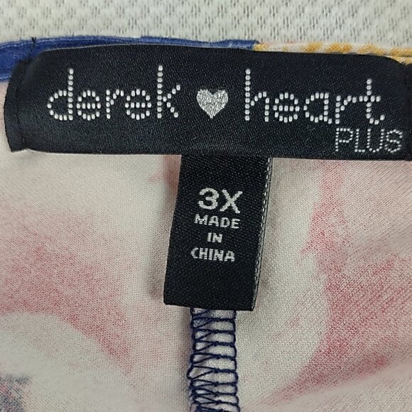 DEREK HEART NAVY BLUE FLORAL DRESS RUCHED SIDES AND FRONT. SIZE 3X - Picture 13 of 14